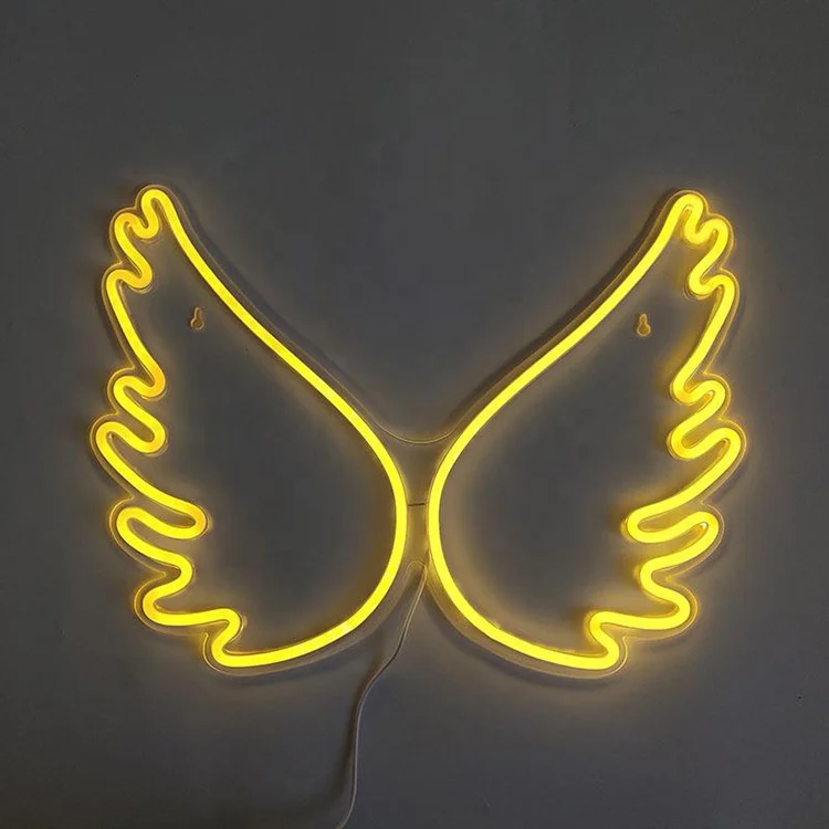 Custom design outdoor LED Illuminated Logo Acrylic angel wings neon light