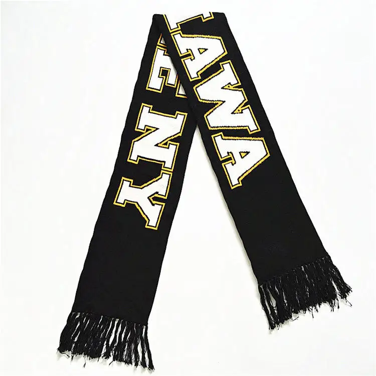 GUOOU 2023 World football fan scarf European and American fashion English Jacquard LOGO knitted scarf Air layer jacquard scarf
