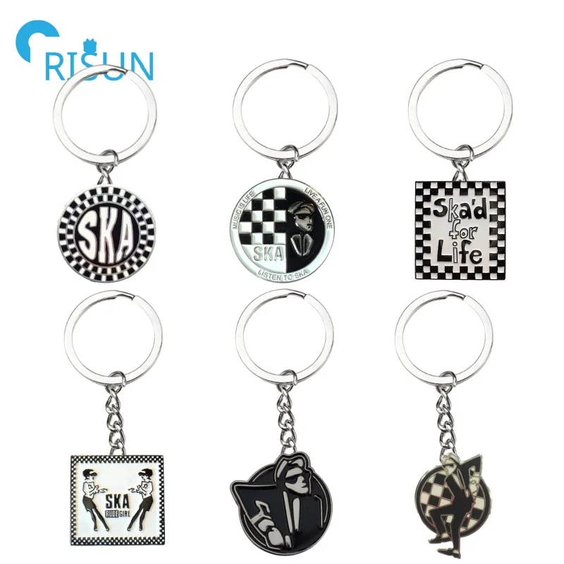 Manufacture Ska Dance Keyring Metal Custom Ska Dancer Dancing Woman Man Rude Girl Rude Boy Key Chain Ska Music Dancing Keychain