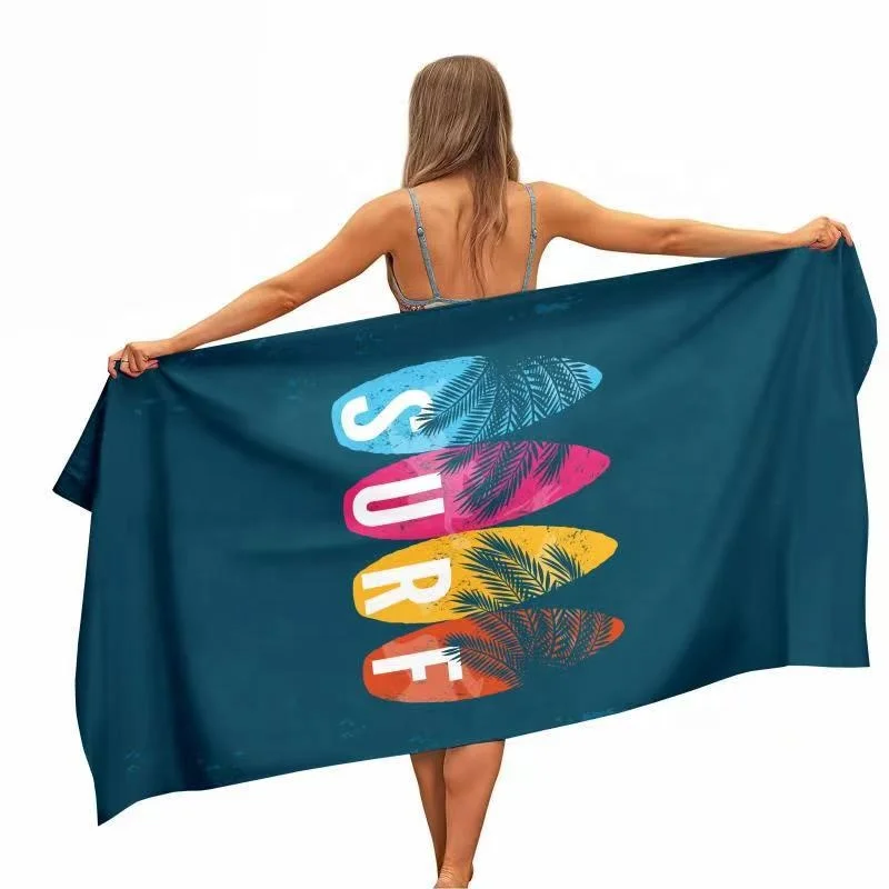 Wholesale Summer Large Quick Dry Custom Logo Custom Print 100% Microfiber Cotton Beach Towel