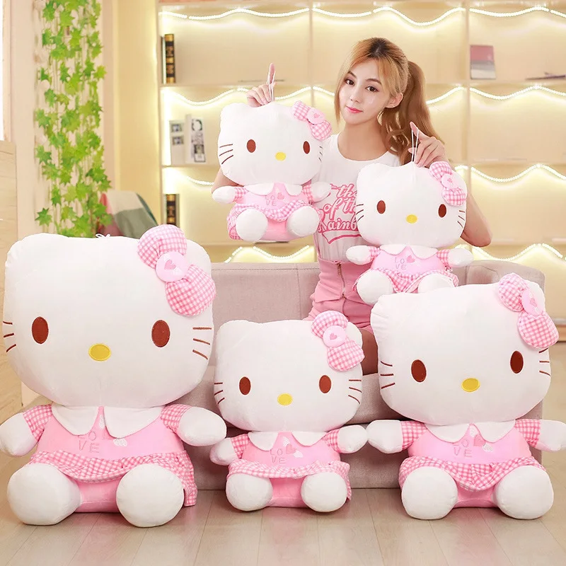 Big Size Sanrioed Plush Hello Kt Plush Room Decor Plushies Kawaii Dolls Hello Kt Stuffed Animal Toy Rag doll Home Xmas Gift