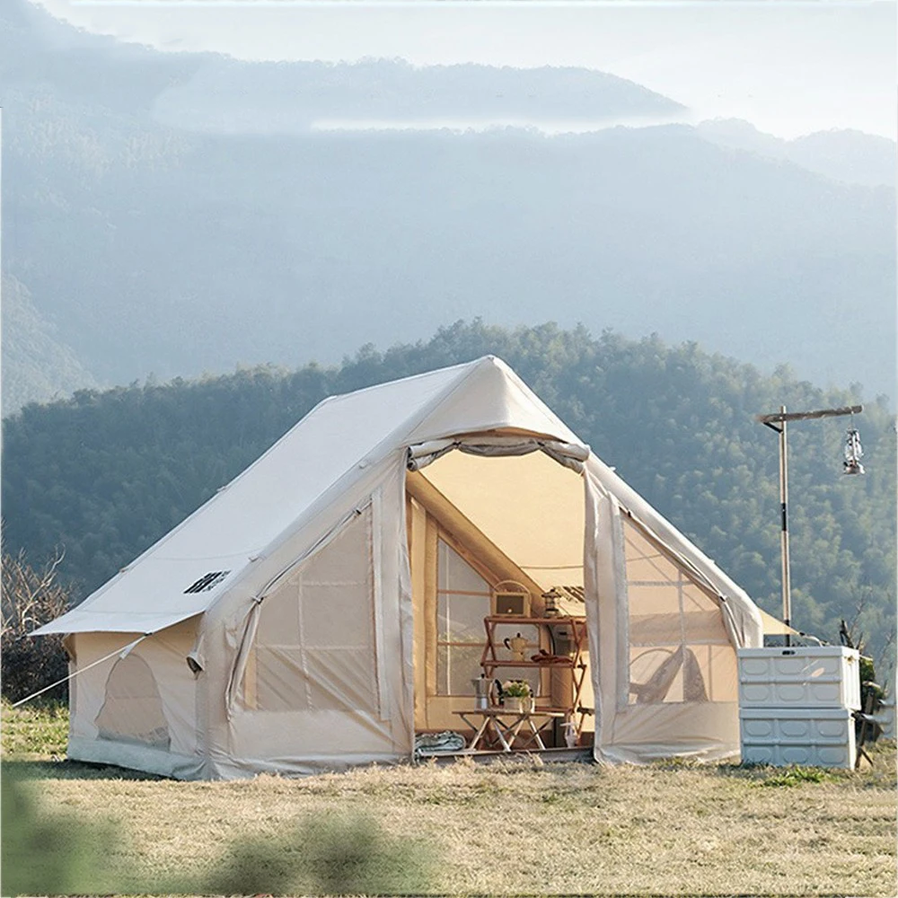 OEM ODM 3*4*2M Inflatable Tent Luxury Camping Hotel Tent 5-8 People Larger Camping Portable Retro Waterpoof Tent