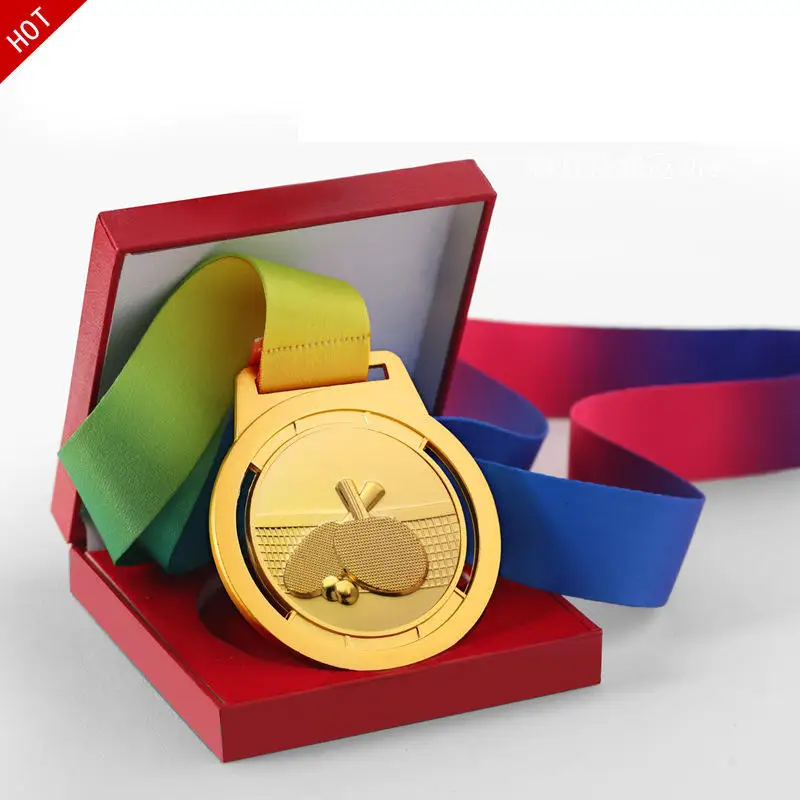 Custom Logo Design Sublimation 3D Honor Football Soccer Running Sports Metal Blank Medal Award Trophy with Ribbon