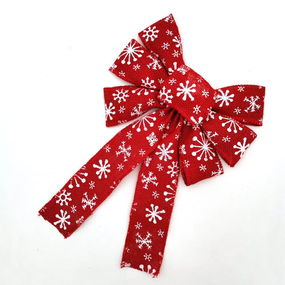 Рождественский праздник, Свадебная вечеринка, украшение для упаковки подарков, красный олень, принт, джутовая ткань, тканая лента, бант