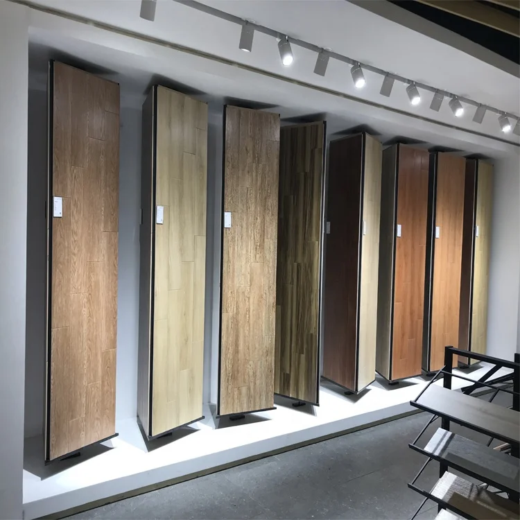 Customized Pull Push And Rotate Display Door Tile Stands Metal Frame Doors And Tile Displays Rack Wooden Door Display Stand