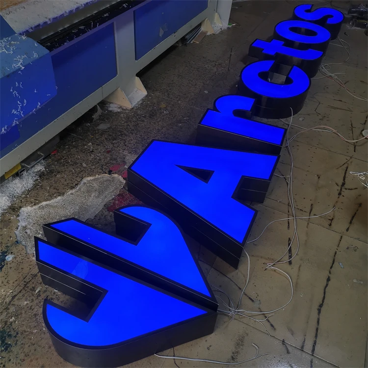 Store Customized Advertising Board Logo Lights 3D Acrylic Metal LED Illuminated Letters Sign for Business