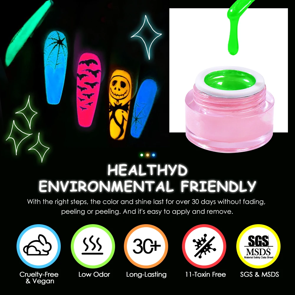 Factory Price Wholesale glow in the dark  Effect Painting UV LED Nail Gel For Drawing