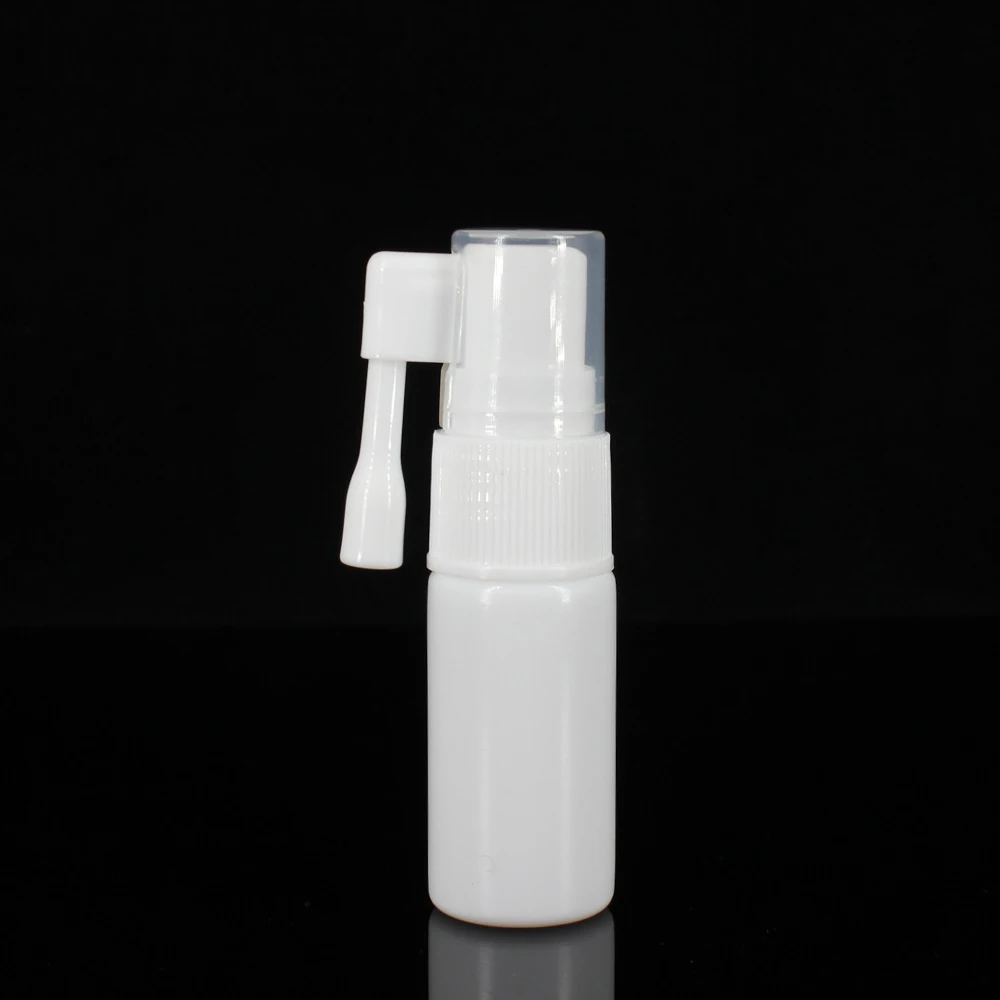 10ml 20ml 30ml 1oz Solid White Plastic Oral Care Mist Atomizer 360 Rotation Deep Throat Spray Bottle For Sore Throat Refief
