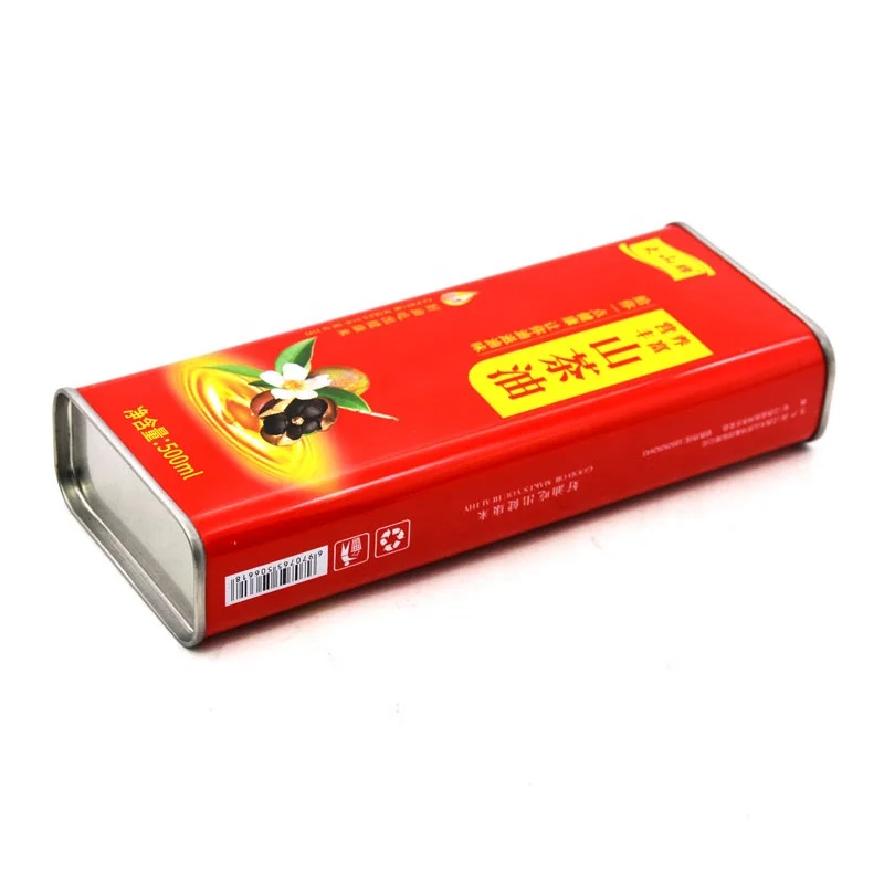Custom Olive Oil Tin Cans 500ml Olive Oil Tin Cans Food Safe Rectangle Box Packaging Food Grade Olive Oil Tin Metal Cans