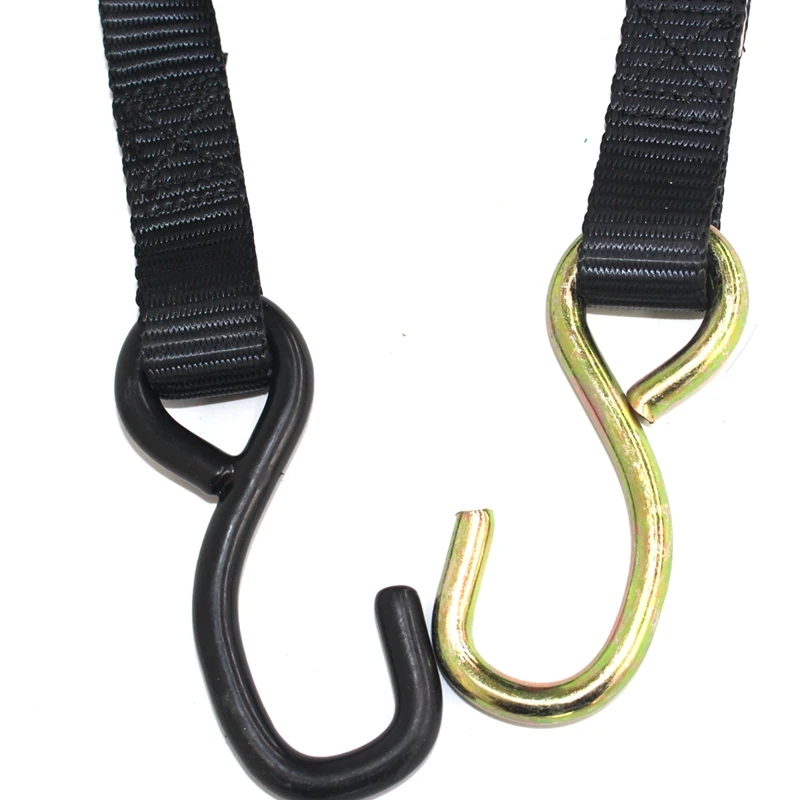 High quality 1inch 6ft 12ft motorcycle cam buckle locking tie down strap soft loops with S hooks