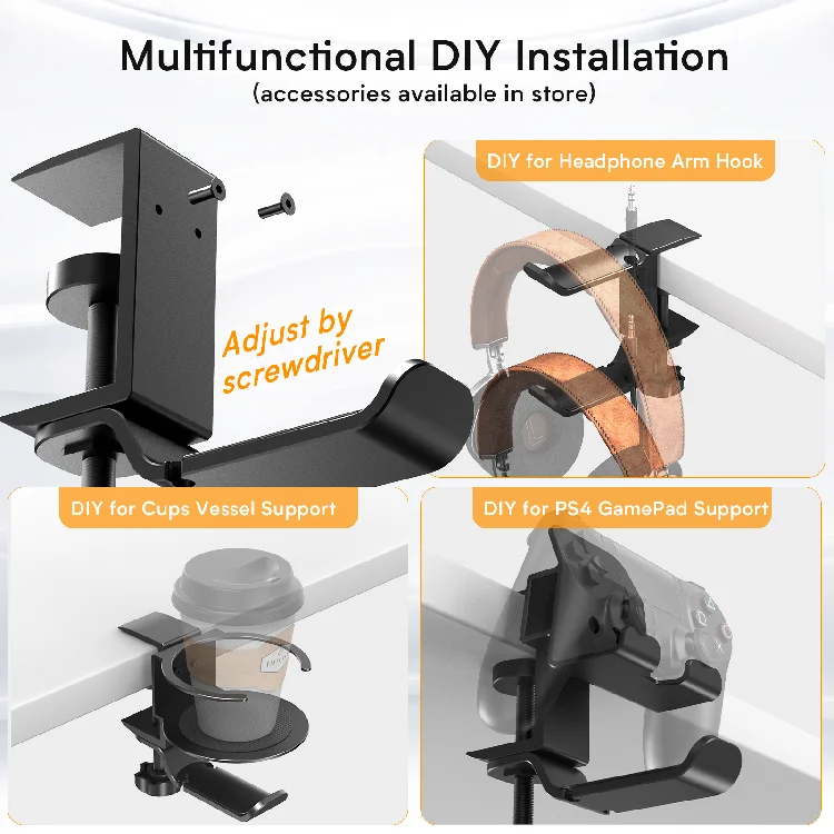 
New Design Headset Stand Black With Cup Holder For Paper Cup Coffee Cup 