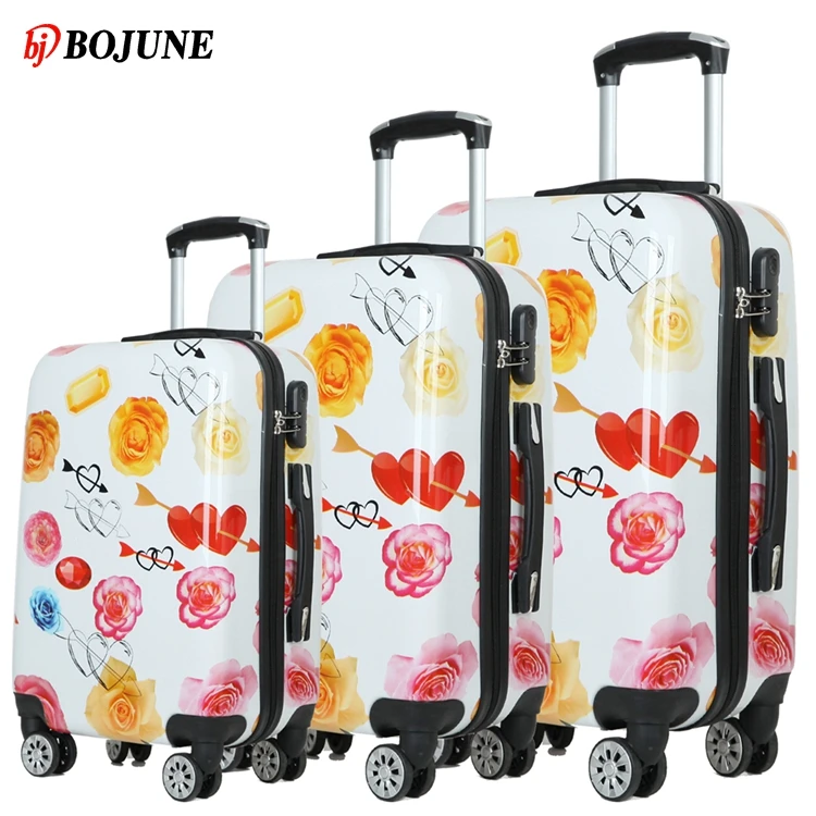 Wholesale flower print child suitcase sky travel luggage abs PC luggage bag set