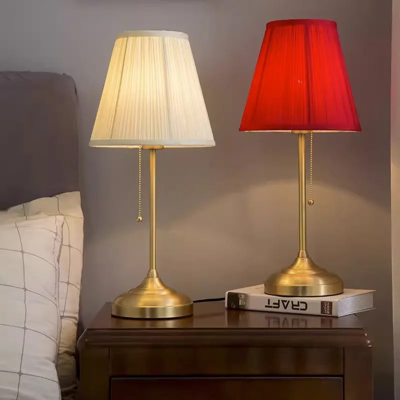 Korean pleated rope table lamp Nordic simple designer bedroom decoration bedside lamp