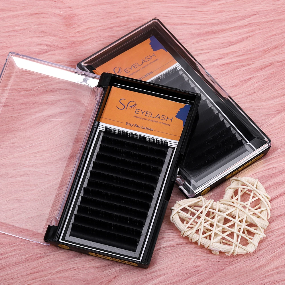 Korean PBT Custom Blooming Lash Extensions 0.03 0.05 0.07mm Korea Easy Fan Russian Volume Eyelash Extension Trays
