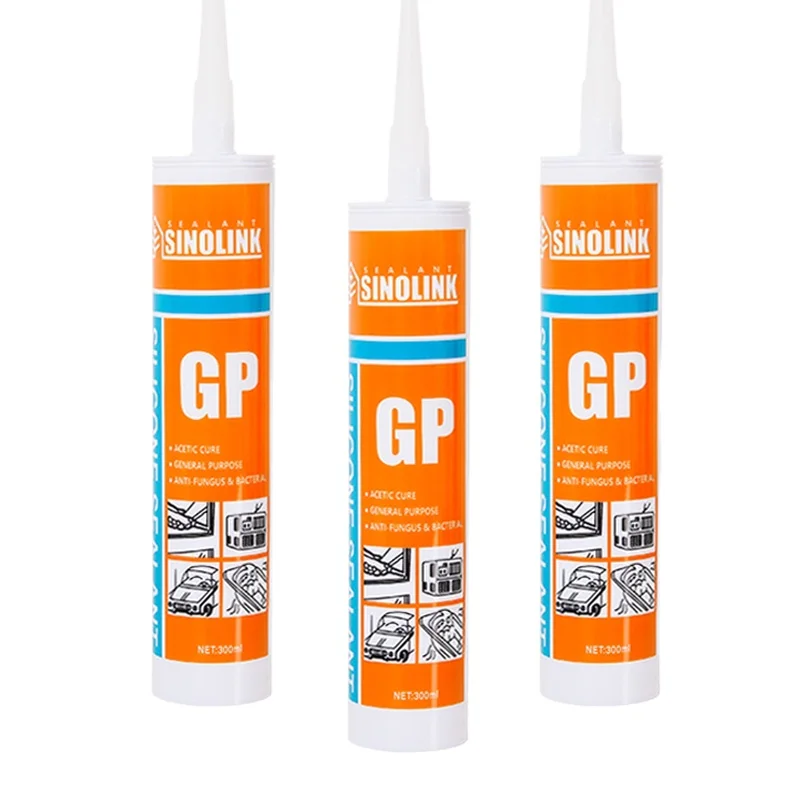 SINOLINK Acetic glass white shower door acetoxy adhesive multipurpose glass sealant RTV  clear gp acetate 100% silicone sealant