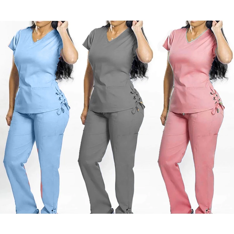 Custom Nursing Scrub Jogger Hospital Sets  Reusable Stretchy Beautician Scrubs Uniforms Nurse Uniform Medical Scrubs