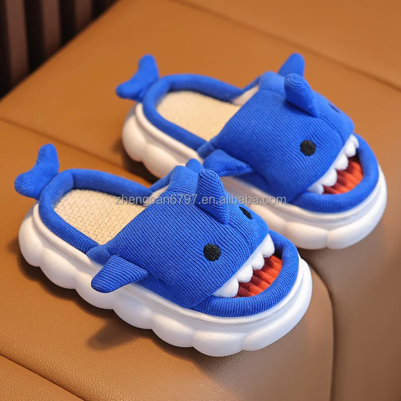Wholesale Kids Slipper Baby Summer Cute Shark Flax Slippers Boys 2024 Casual Indoor Antiskid Shoes