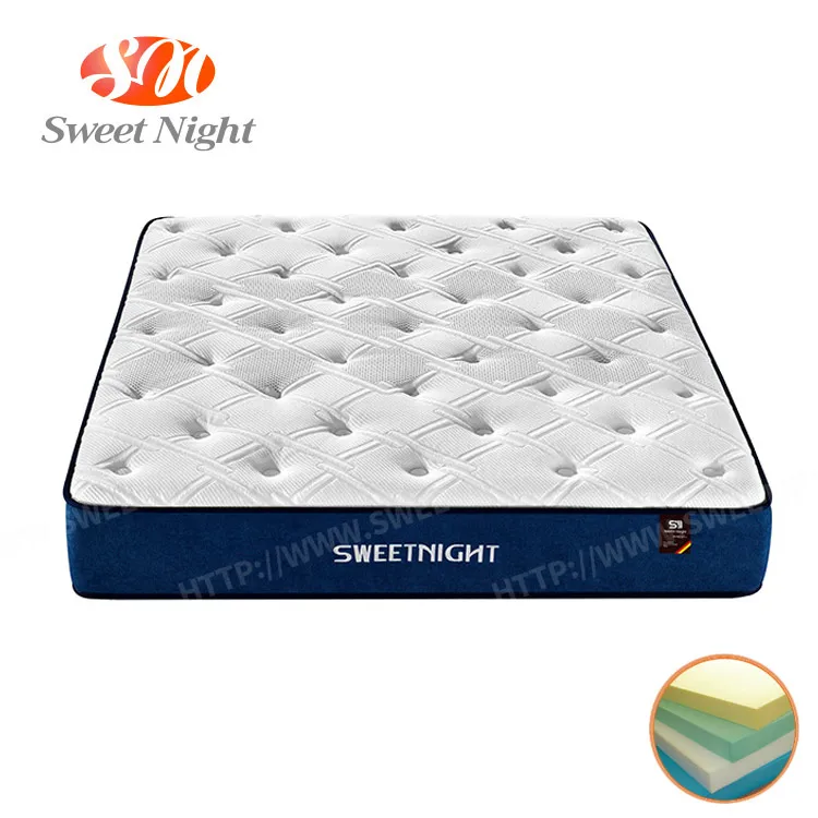 European memory foam mattress high quality silver knitted fabric full queen size spring bed mattress