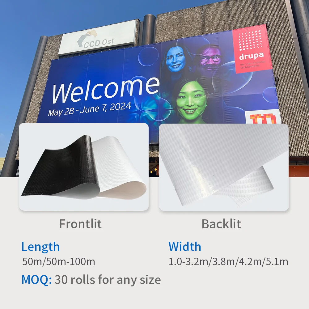 Tarpaulin 3.2mx50m 320g/340g/440g Frontlit Backlit PVC Flex Banner Rolls Glossy Matte Printing 7oz-20oz Material Digital Printer