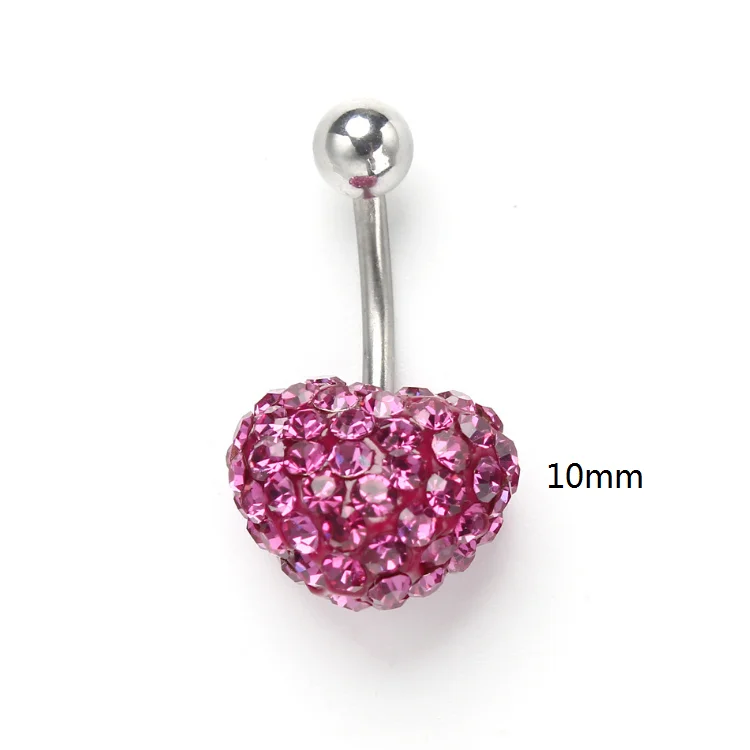 Retail Shiny Multi Crystal Single Sweet Heart Ball Belly Button Ring Navel Ring