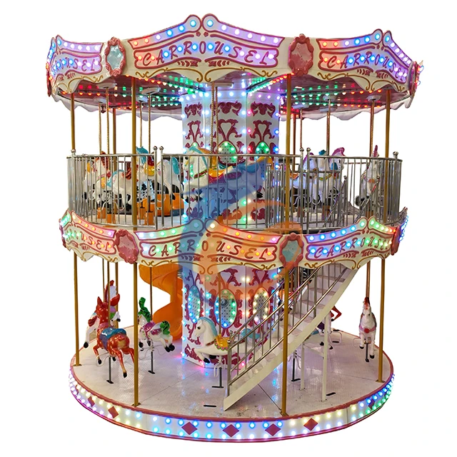 New-designed Luxury Double Deck Amusement Park Carnival Equipment Kids and Adults Fun Fair Ride Merry Go Round Carousel for Sale