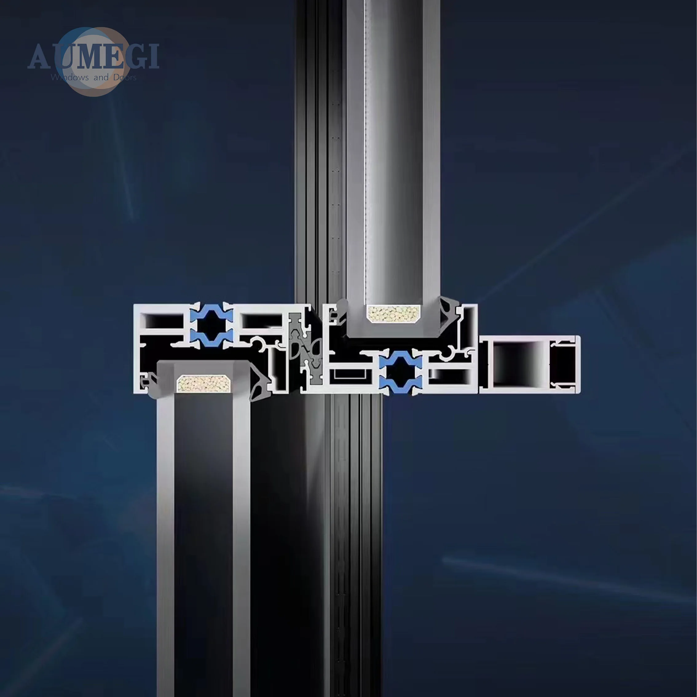 AUMEGI Sliding Door Models And Prices Balcony Track Waterproof Exterior Double Sliding Door
