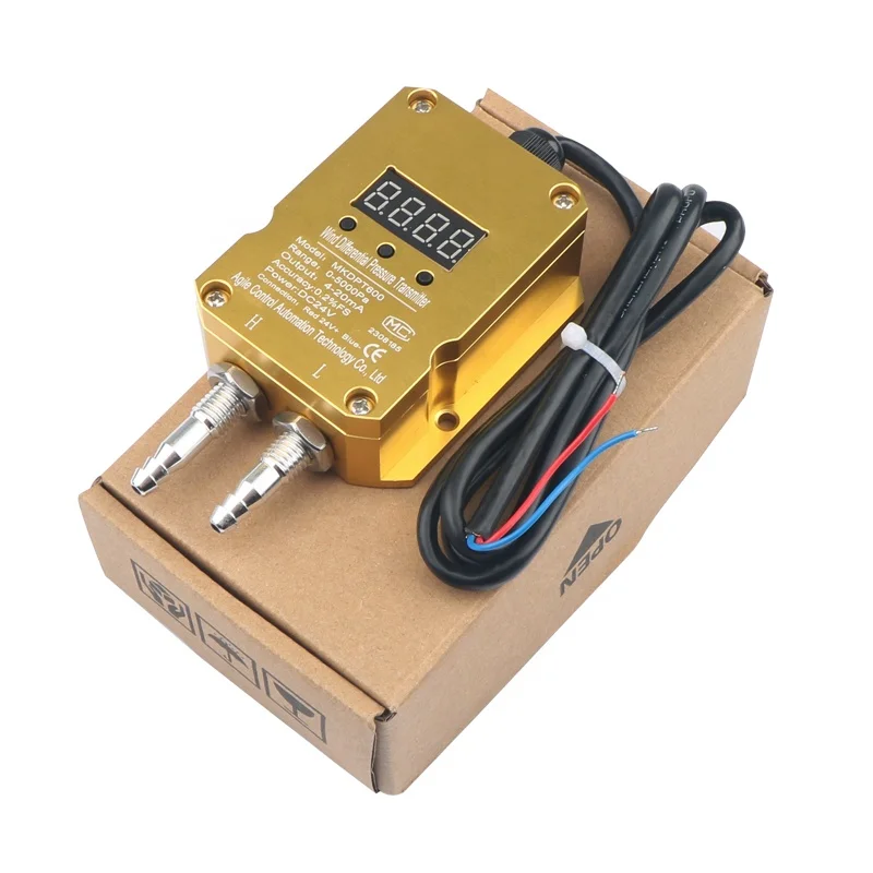 Wind Pressure Sensor Corridor Low Pressure 5 kpa LED Digital 4-20ma Differential Pressure Transmitter for Air Compressor