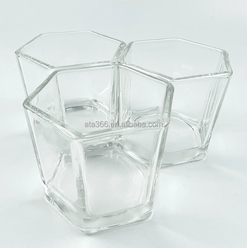 Factory Price High Quality 10oz Clear Hexagon Glass Unique Candle Jars Candle Jar for Luxury Candles