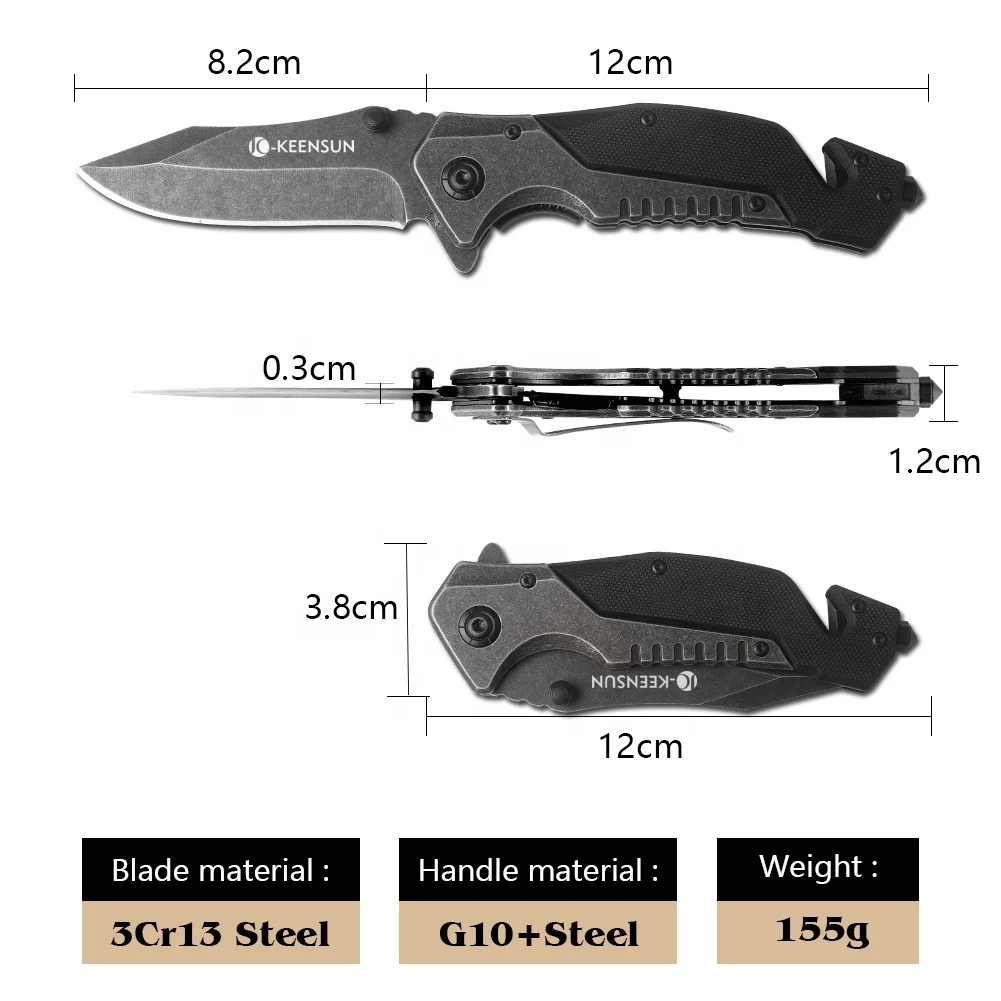 Hot selling wholesale cool looking folding hunting tool stainless pocket outdoor camping  g10 handle knife