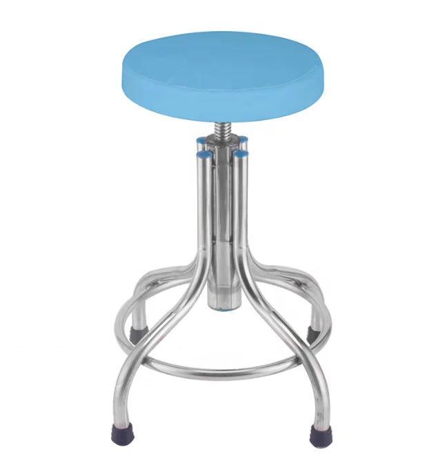 Thickened stainless steel round stool, school laboratory spiral rod lifting surgery, nurse factory workshop assembly line stool