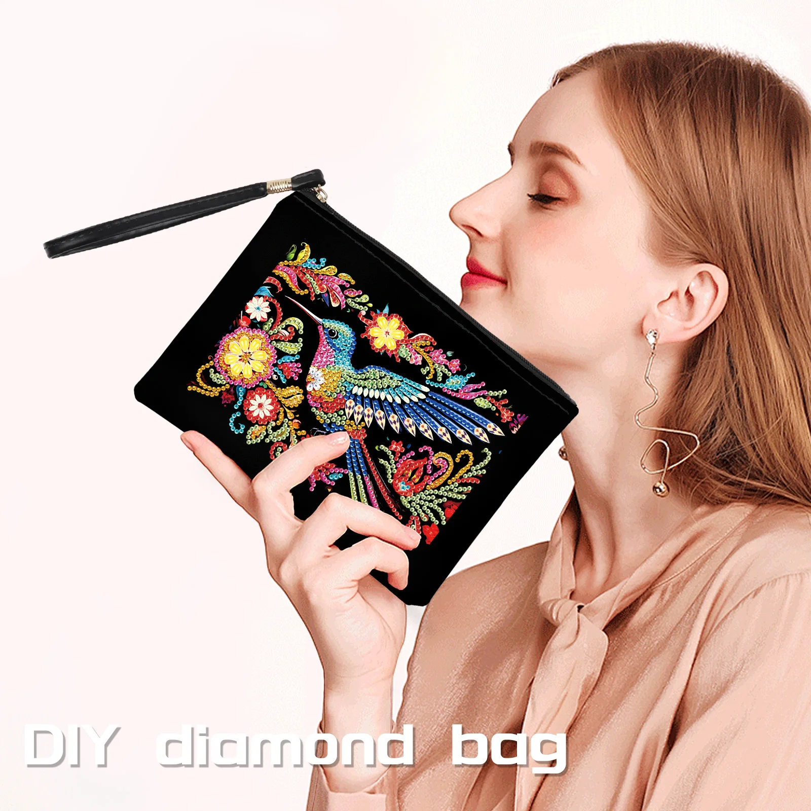 Gift Idea with Diamond Art Handbag Wristlet Clutch Bag for Makeup