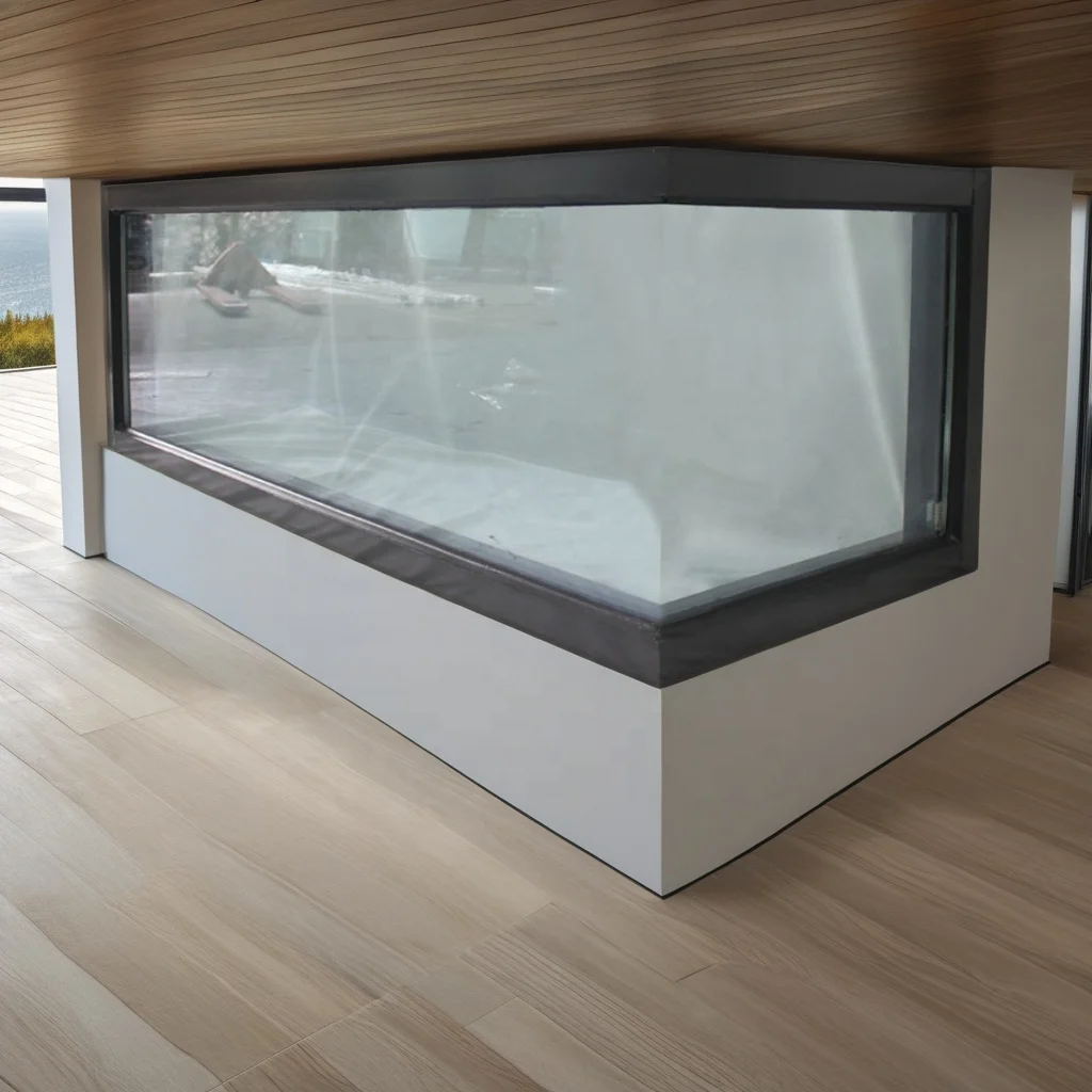 ASCE7-16 Hurricane-Resistant Translucent Safety Glass Laminated Aluminium Corner Joints Stainless Steel Fixed Picture Windows