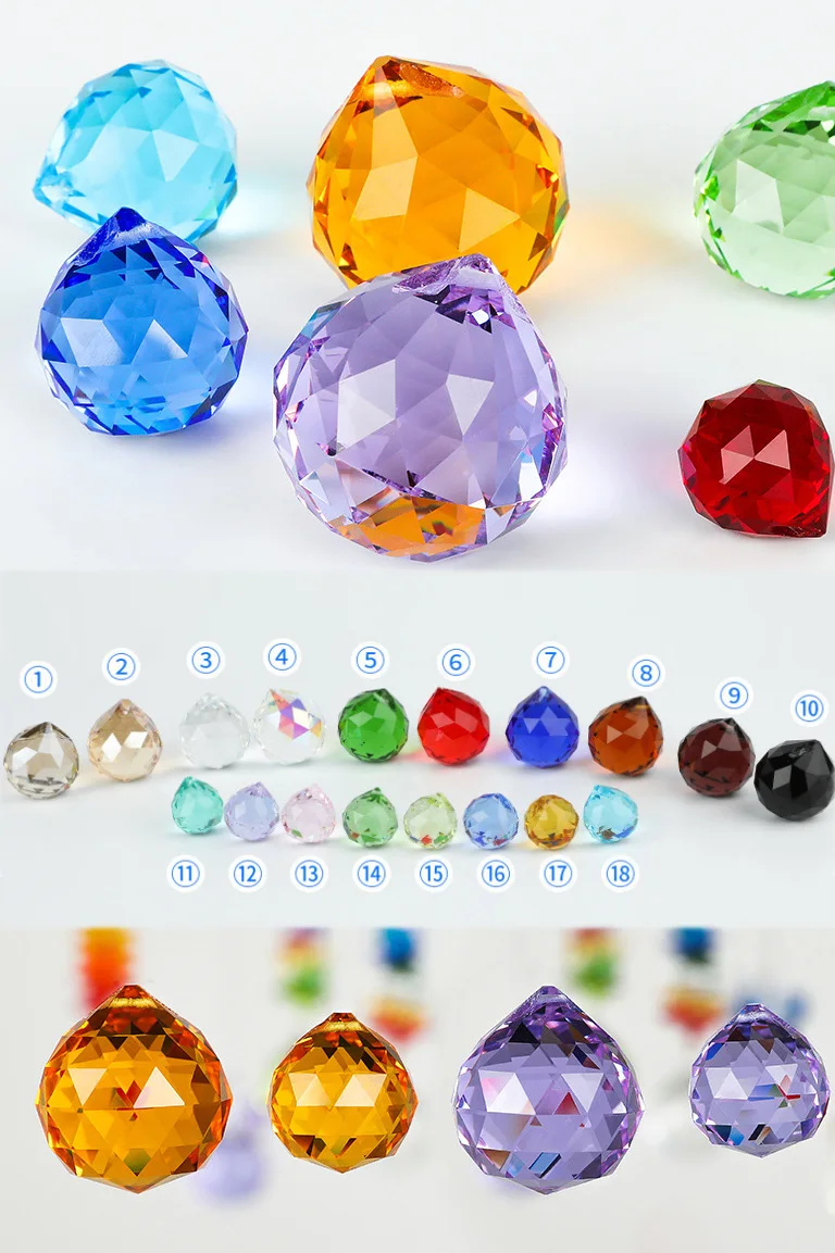 Wholesale Colorful Crystal Chandelier Hanging Ball Prism with Drilled Hole Suncatcher Rainbow Pendants, Hanging Crystals Prisms