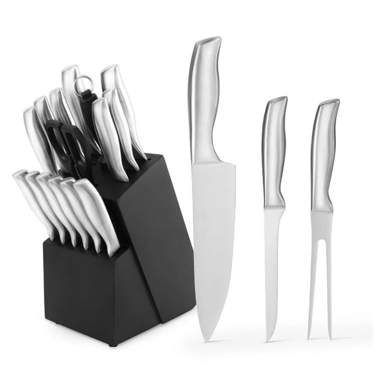 Hot Sell Luxury Professional Stainless Steel Korea Cutlery Cooking Boning Steak Knife Set With Wooden Block Set