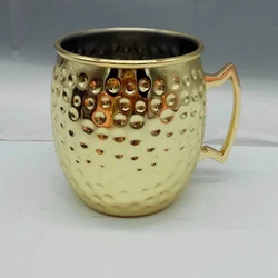 Food Safe Copper Plated Drinking Cups 16 oz Hammered Design Tumblers