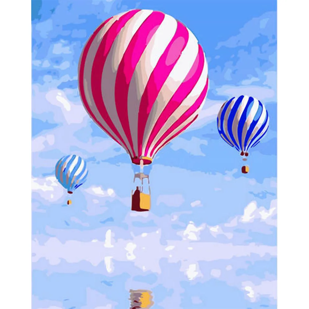 
DIY Customized Home Decor Wall Art Abstract Landscape Digital Oil Painting Painted Sky and Hot Air Balloon Painting By Number 