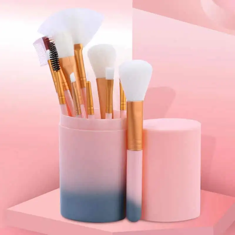Hot Selling 12pcs Make Up Brushes Custom Eyeshadow Concealer Brush Make Up Brush Sets With Pu Leather Bag