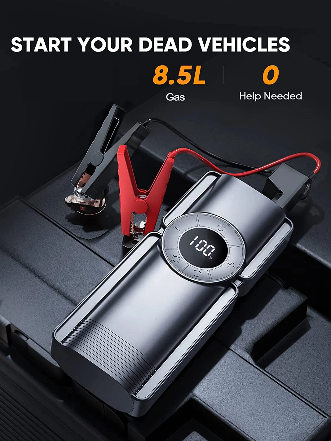 Creative design 10000mAh start power 12V portable air pump for car tires