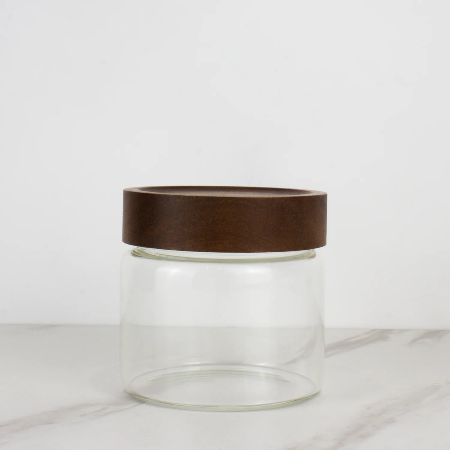 Kitchen Use 500ml 14oz Stackable Sealed Kitchen Canisters Clear Glass Food Glass Jar With Bamboo Lid