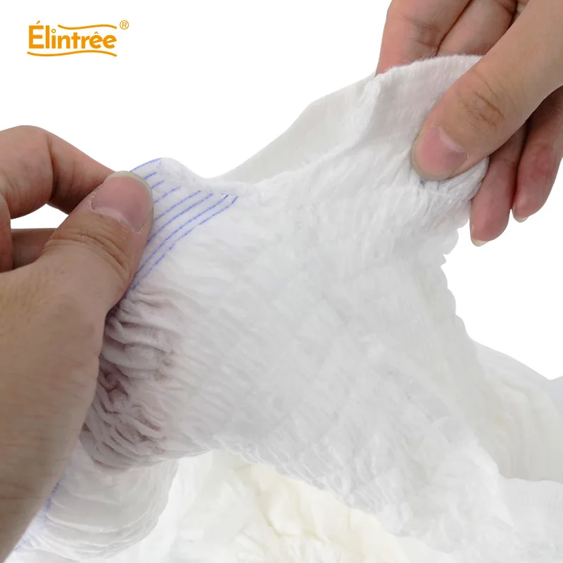 Elintree Oem Wholesale Leak Guard Sap Lock White Wearable Disposable Pull Ups Adult Diaper