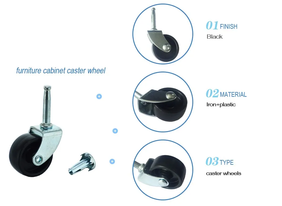 Furniture Casters Wheel Luxury Decorative Furniture Hardware Caster Iron Plastic Heavy Duty Furniture Casters VT-04.023