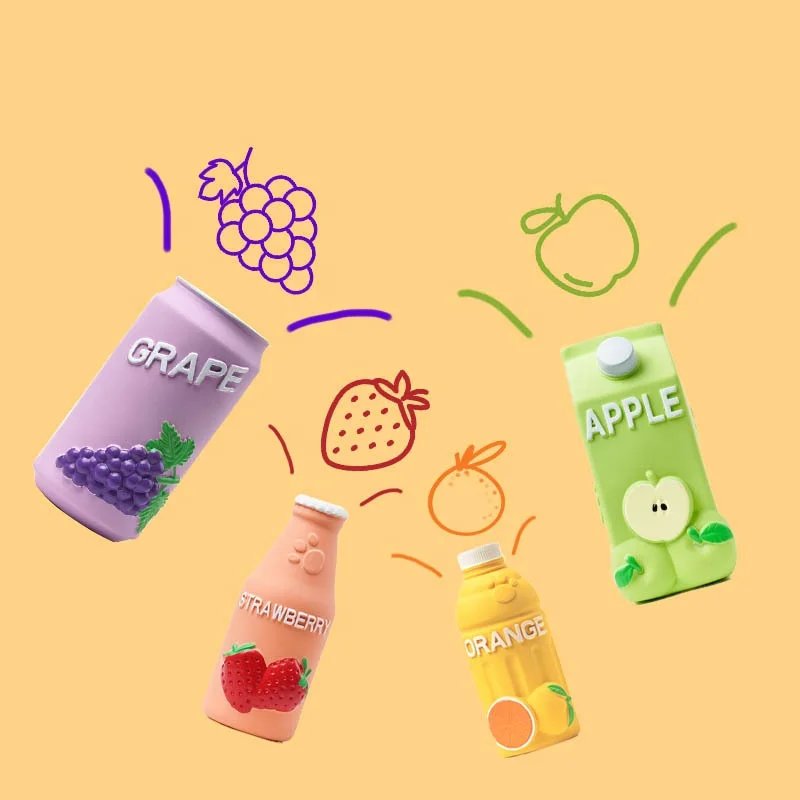 Factory Artificial Fruit drinks pet squeaky dog toy Floatable Rubber dog chew toy