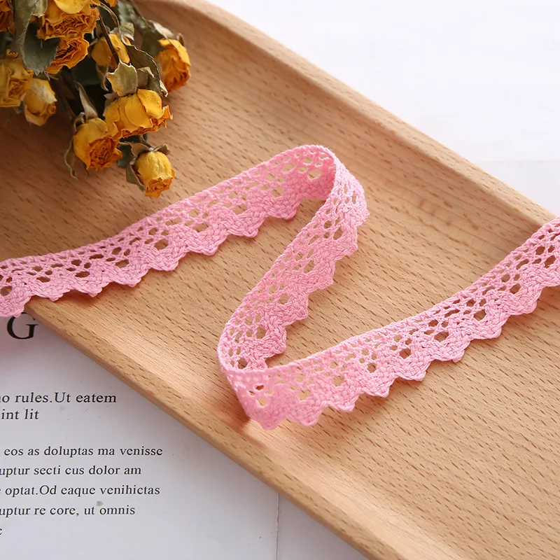 1.5cm Pink Lace Trims for Sewing-Cotton Lace Ribbon DIY Craft Scrap booking Gift Package Wrapping Crafts Lace Sewing Trim