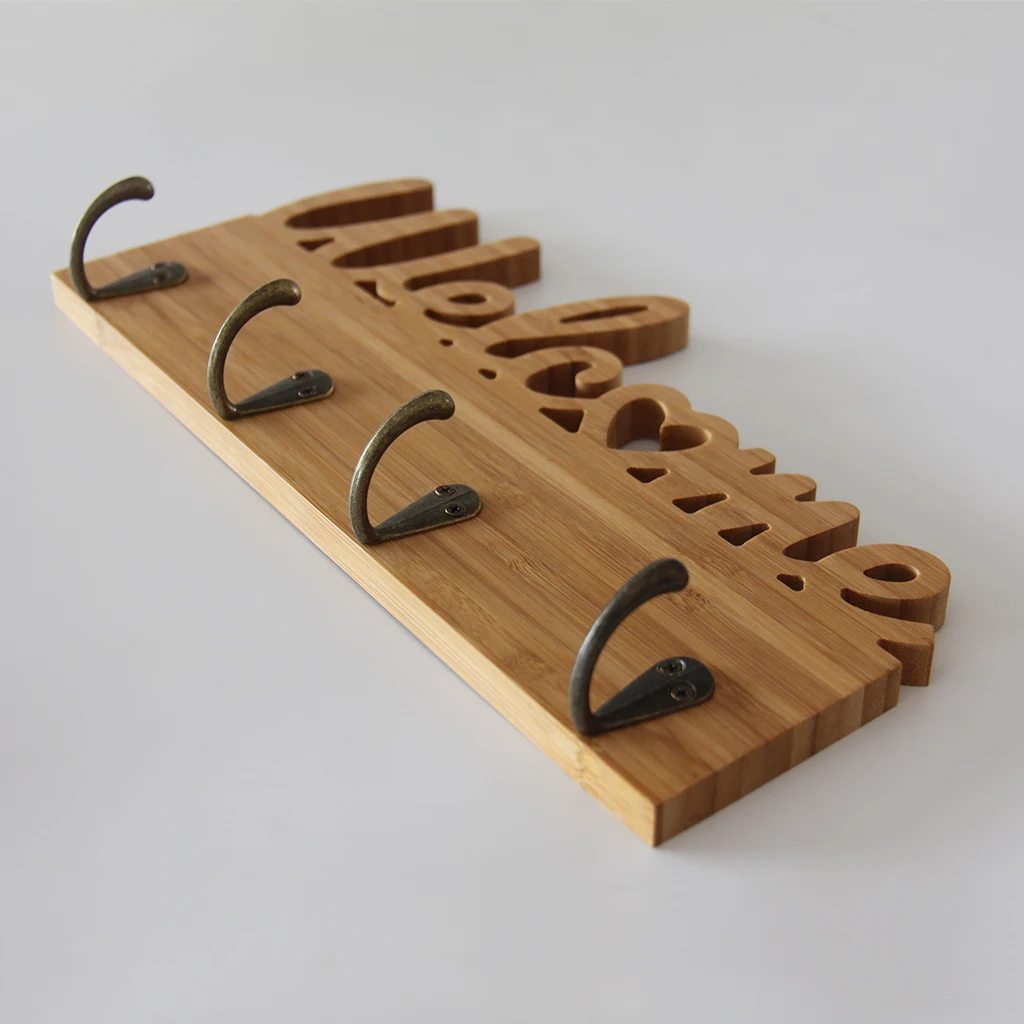 Bamboo Wall Mount Key Holder Key Rack