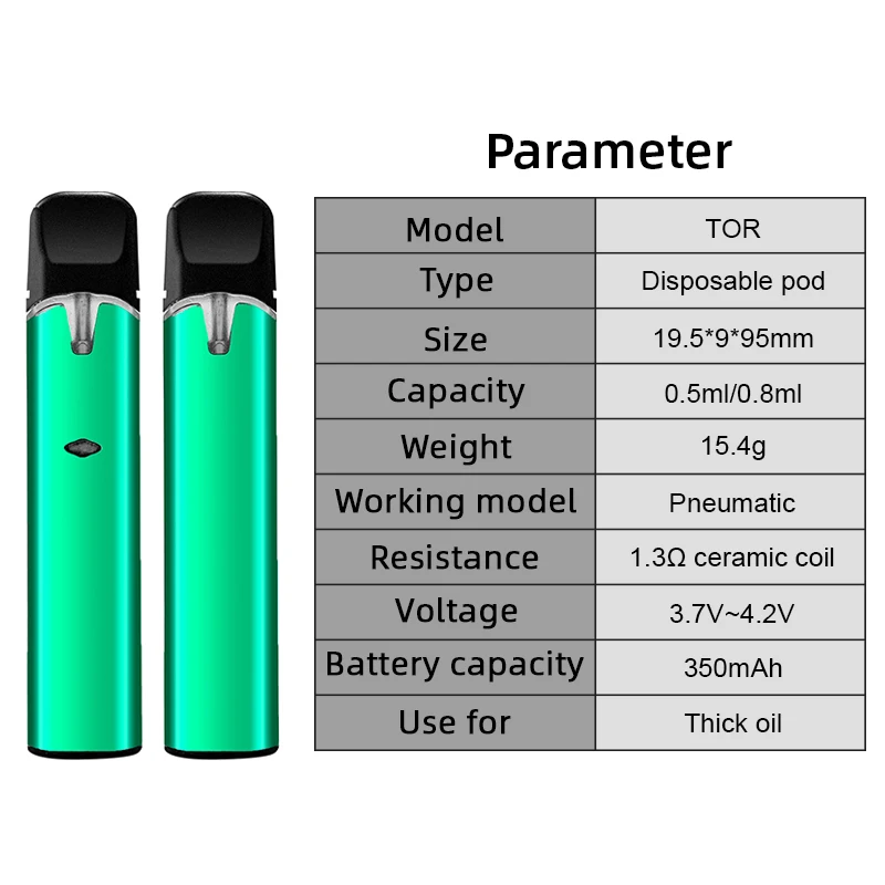 
Torch newly product custom design nice quality 0.5 ml 0.8ml thick oil mini mods vaper starter kit disposable cbd vape pod system 