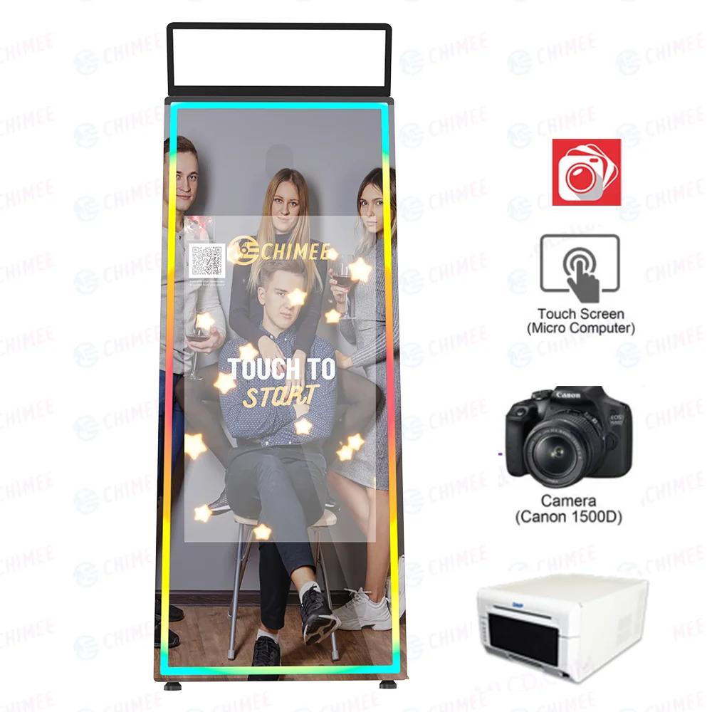Advanced Foldable High-Tech 43 Inch Touch Screen Mirror Photo Booth with All-in-one Computer Mirror Photobooth for Parties