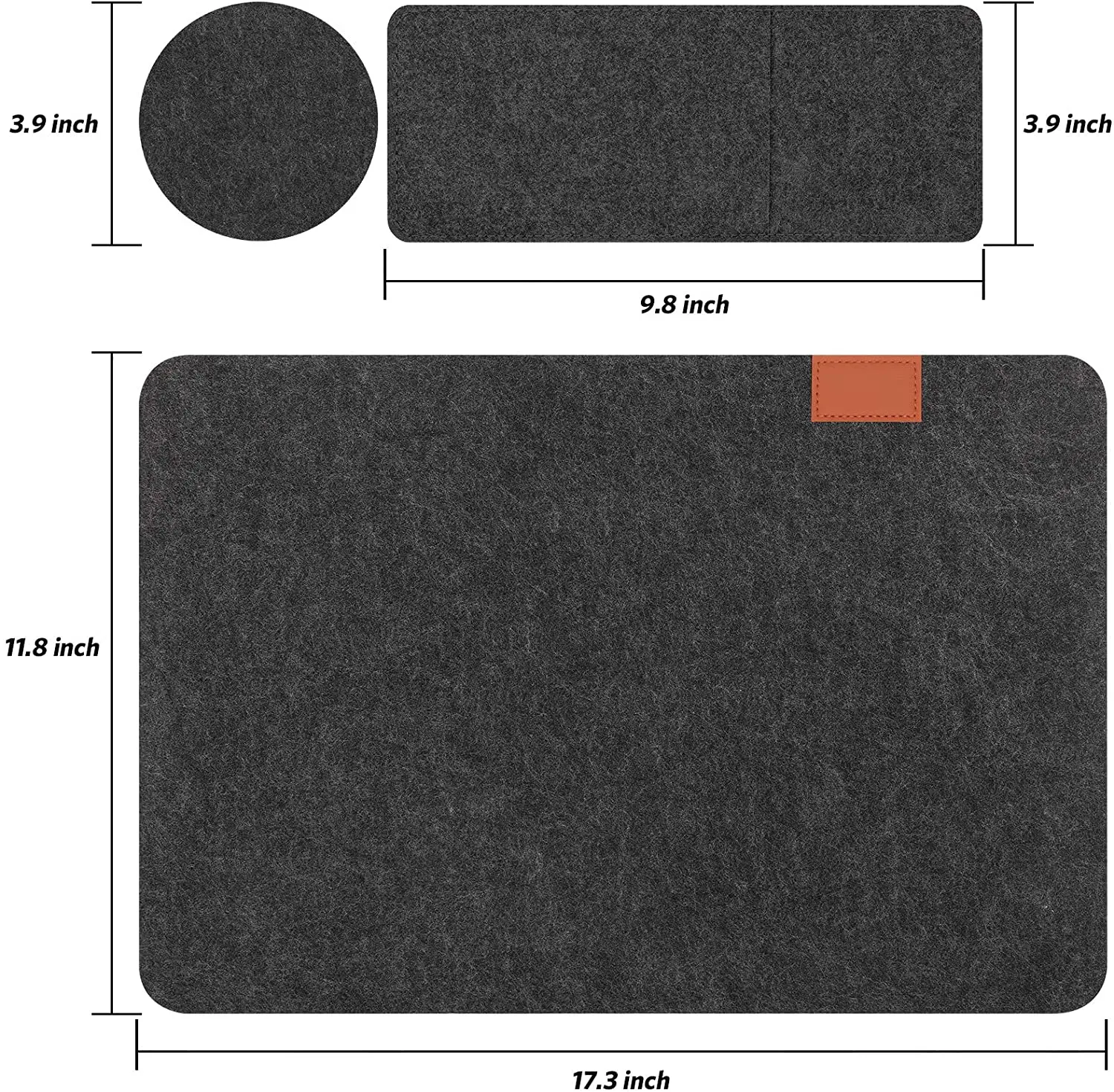 Felt Placemats 4 Sets, Non-Slip, Washable Kids Placemat, Heatproof Table Mat Portable Tableware for Kitchen Dinning Table Party