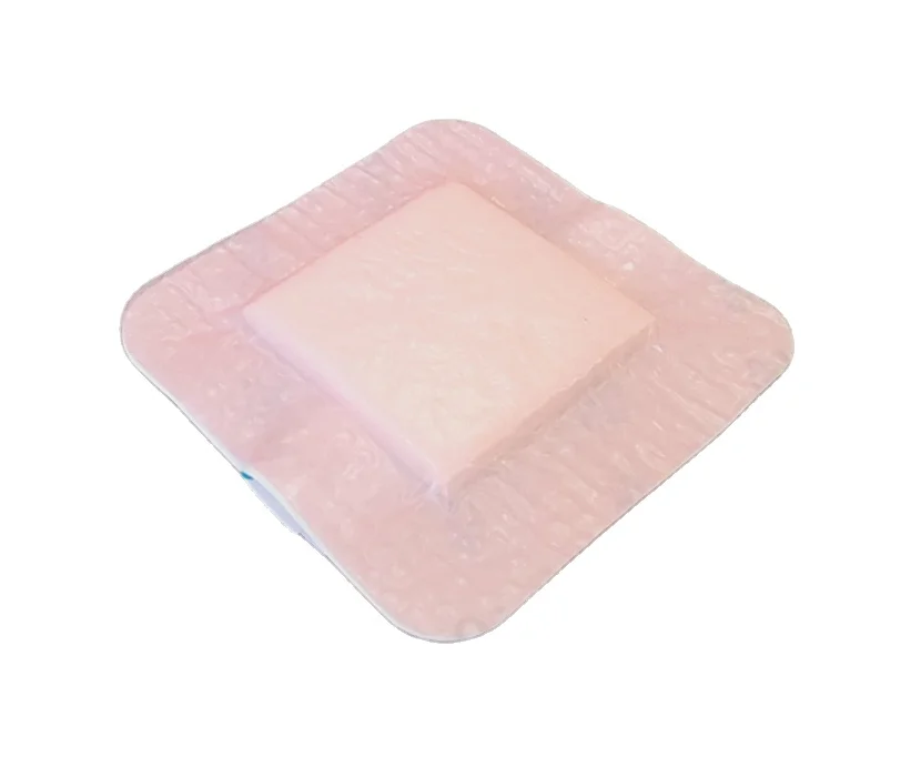 Pink/Blue Silicone Foam Dressing with Border Adhesive Waterproof, Dimora Sterile Absorbent Ag Wound Care Silicone Bandage