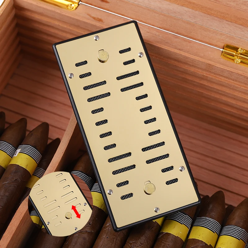 Cedar Wood Large Capacity Piano Paint Perspective Skylight Electronic Hygrometer Cigar Humidor box