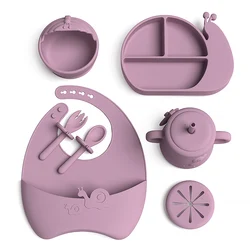 2022 Animal Snail Silicone Baby Feeding Set Silicone Feeding Bpa Free Kids Tableware Dinnerware Set